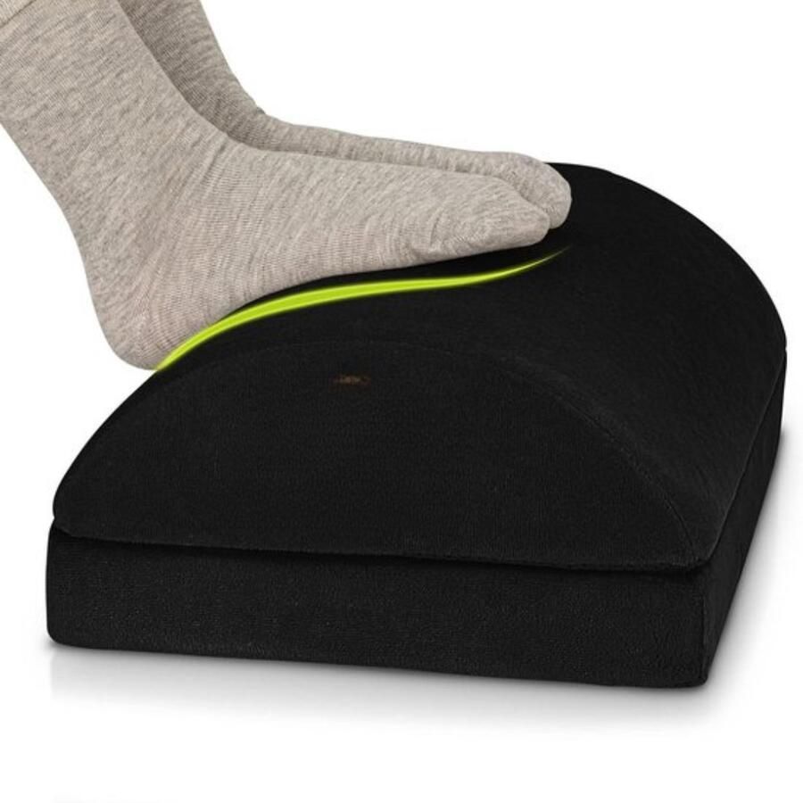 Verstelbare Voetensteun Extra Hoogte Grote Premium Fluwelen Schuim Meest Ergonomische Voetenbank Voor Rug- Lenden- Kniepijn Zwart