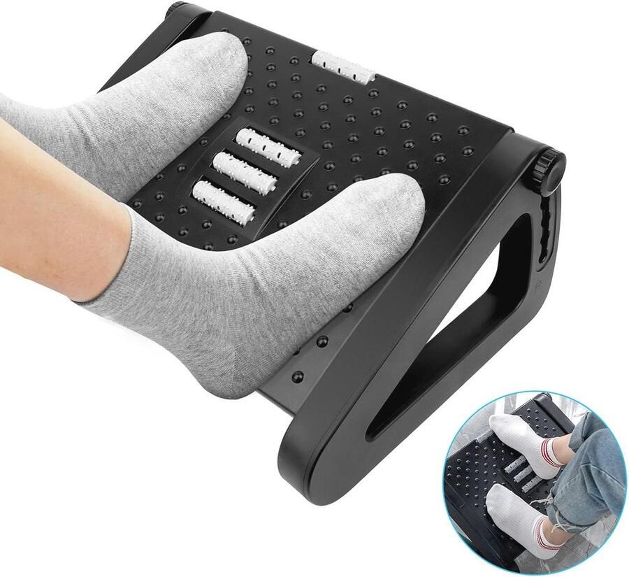 Verstelbare Voetensteun met Massagefunctie Ergonomische Voetsteun voor Thuis en Kantoor