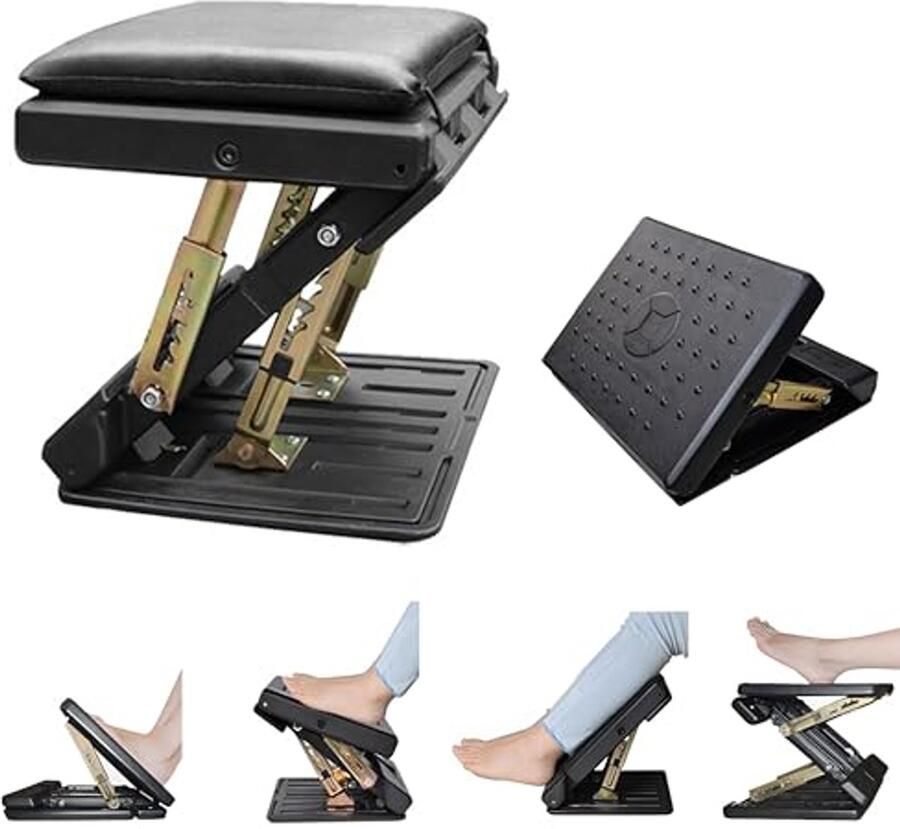 Verstelbare Voetsteun voor Onder Bureau Ergonomisch Antislip en Draagbaar met Massagefunctie