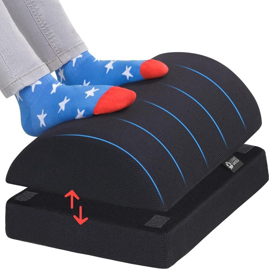 Verstelbare Voetsteun voor Onder Bureau Ergonomische Kussen met Antislip Onderkant