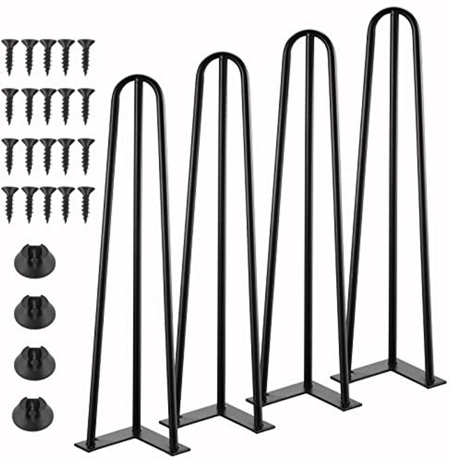Verstelbare Zwarte Haarspeld Tafelpoten Set van 4 45 cm Hoog Stevige Meubelpoten voor Do-It-Yourself Projecten