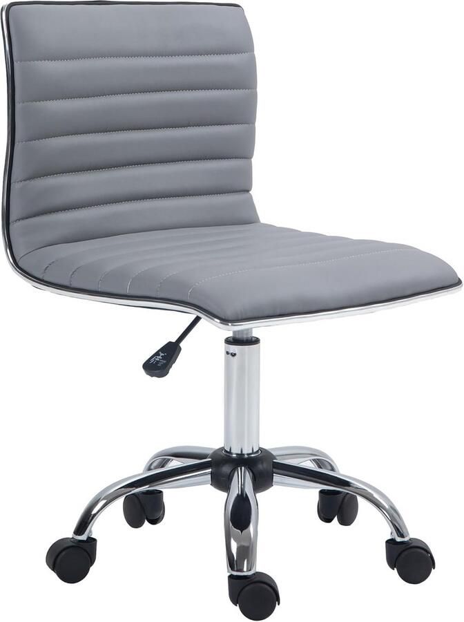 Verstelbare Zwenkbare Kantoorstoel met Armless Mid-Back in PU Leer en Chroom Lichtgrijs