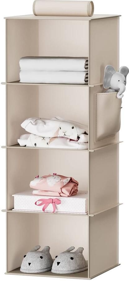 Versterkte Hangende Kledingkast Organizer met Extra Zijvak voor Optimaal Ruimtegebruik