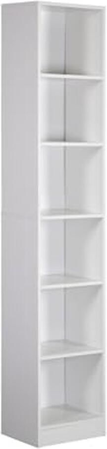 Verticale boekenkast met 6 planken ruimtebesparend ontwerp wit