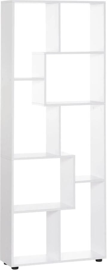 Verticale Boekenkast – Opbergkast Boekenrek Vakkenkast 8 Vakken Moderne E1 Spaanplaat Vrijstaande 70x24x178 cm – Wit