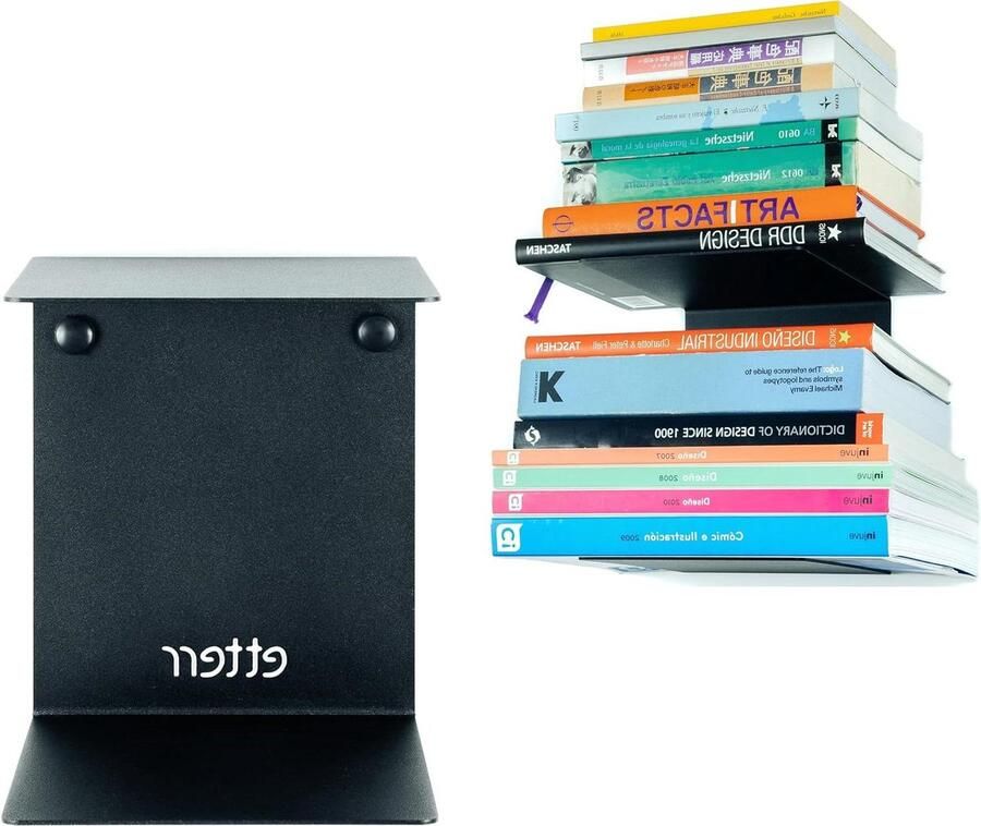 Verticale metalen wandplank voor boeken onzichtbare bevestiging wit zwart (set van 2)