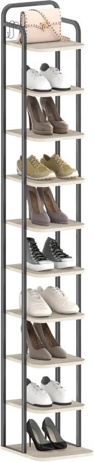 Verticale Schoenenrek 10-laags voor Kleine Ruimtes Ruimtebesparend en Verstelbaar Toepassingen