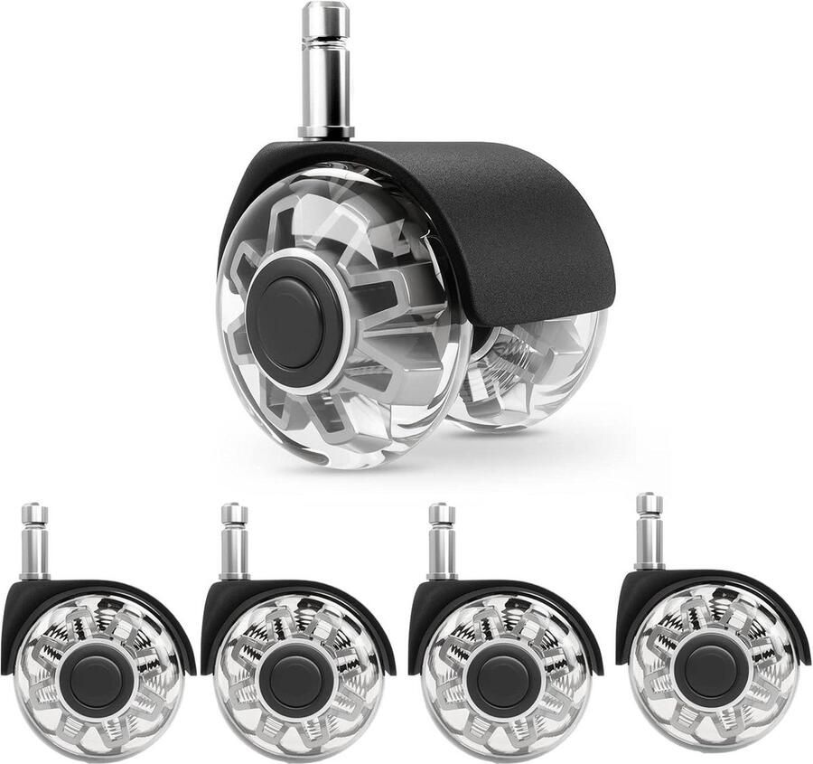 Vervangende bureaustoelwielen 11 x 22 mm wielen voor harde vloeren soepel lopend en stil geschikt voor gamingstoelen set van 5