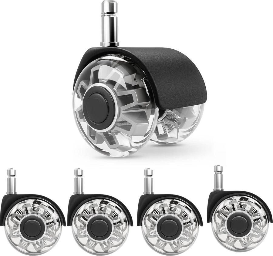 Vervangende bureaustoelwielen voor harde vloeren soepel lopende wielen geschikt voor gamingstoelen geen krassen (set van 5) Chair Casters(tyres)