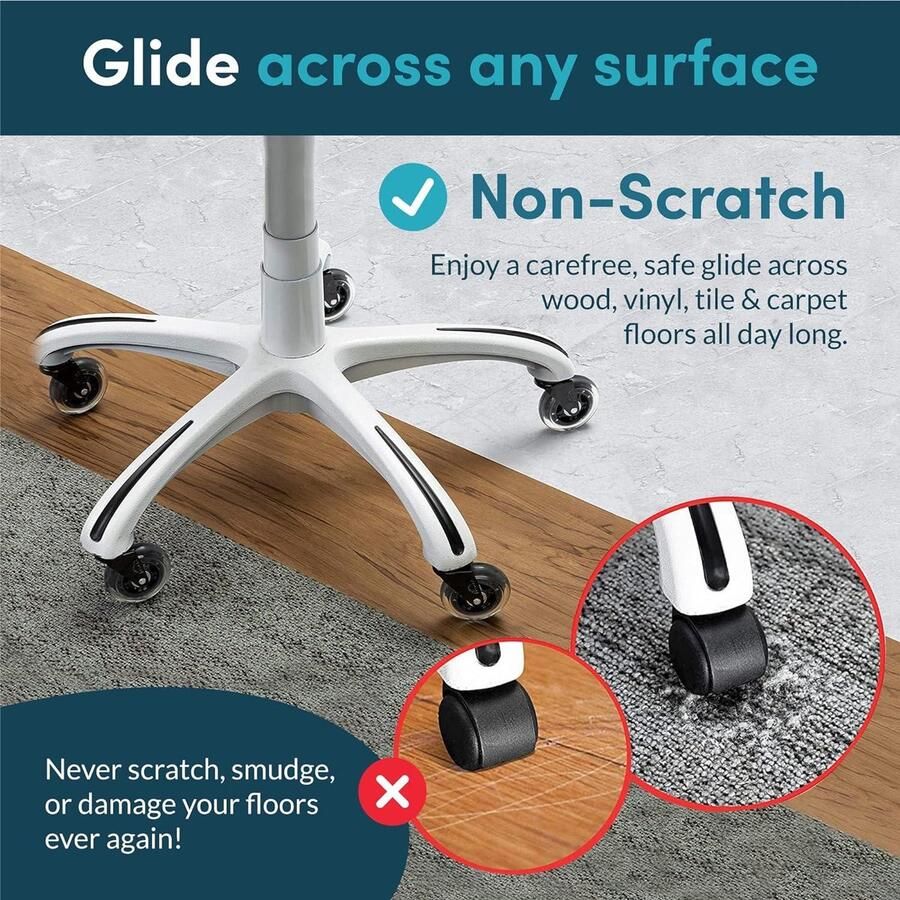 Vervangende bureaustoelwielen voor vloerbedekking-parketvloeren set van 5 Duurzaam & beschermend Geschikt voor 98% van alle bureaustoelen Chair Casters(tyres)