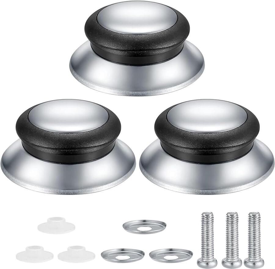 Vervangende handgrepen voor deksels set van 3 roestvrij staal en bakeliet