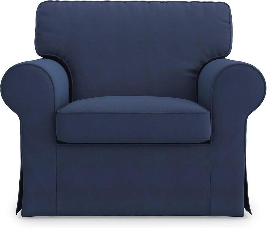 Vervangende Hoes voor Fauteuil Compatibel met IKEA Ektorp Ademend Katoen Hypoallergeen Handgemaakt Blauw 104 x 88 x 88 cm