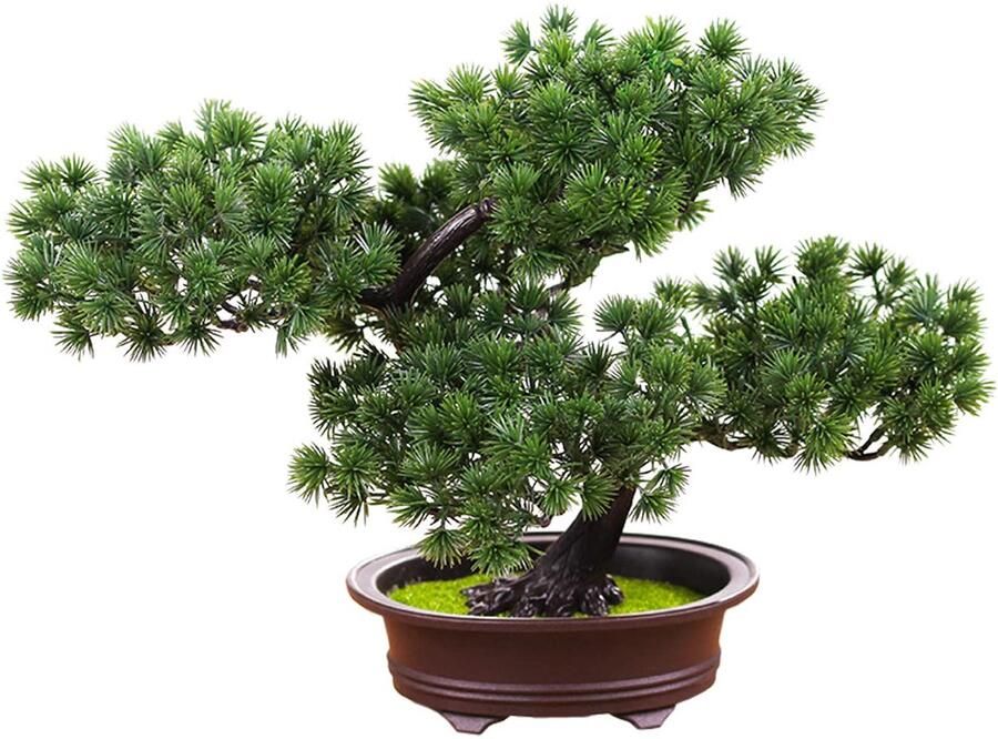 Verve Jelly Kunstplanten Kleine Kunstmatige Bonsai Boom in Pot Kunstmatige Populier Dennenplanten Plastic Nep Kamerplanten Zen Bureau Groene Decoratie voor Binnen Thuis Kantoor Decoratie