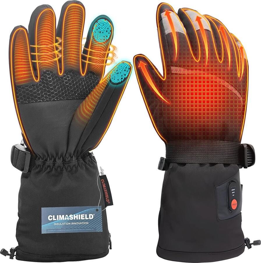 Verwarmbare handschoenen met 3 temperaturen en oplaadbare batterijen voor winter wandelen en motorrijden