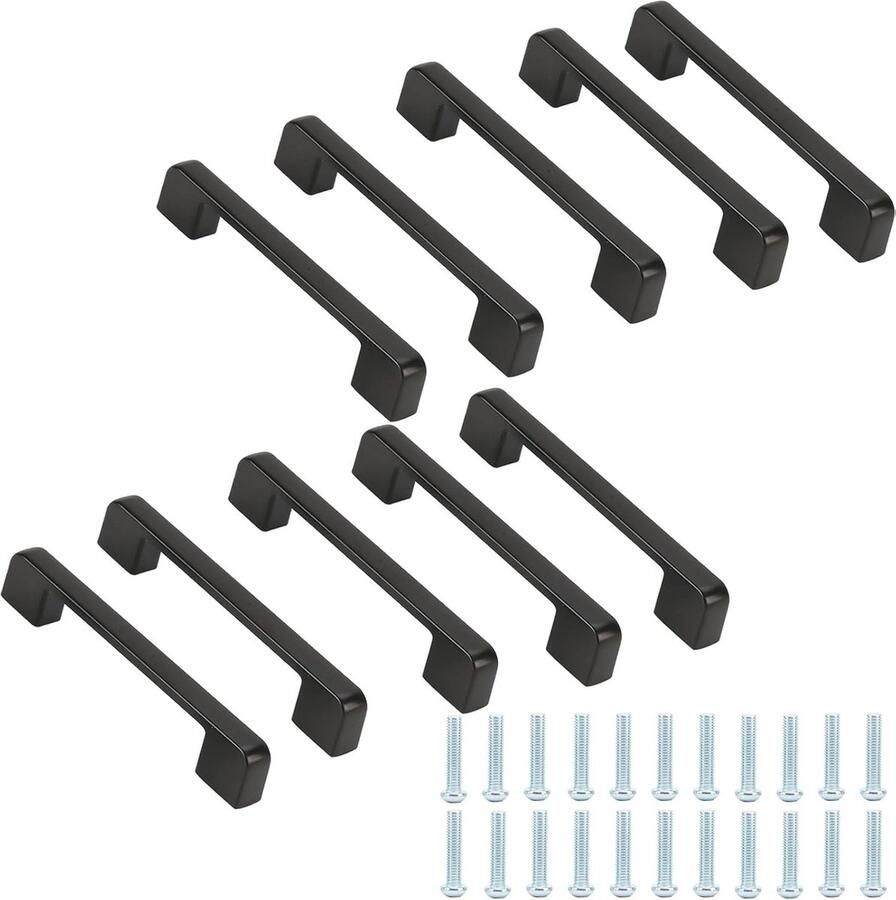 Mat Zwarte Deurgrepen Set van 10 voor Keuken en Meubels Eenvoudige Installatie & Duurzaam Design