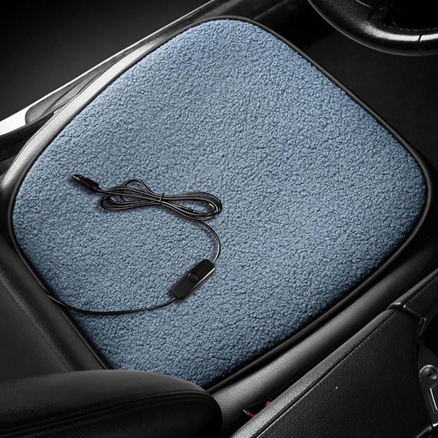 Verwarmd autostoelkussen met USB-aansluiting Snel verwarmend USB-stoelkussen Draagbare elektrische verwarmingsmat Geschikt voor universele auto's bureaustoelen Winterverwarmingsmat Huisdierbedverwarmer Elektrische stoelverwarming Blauw