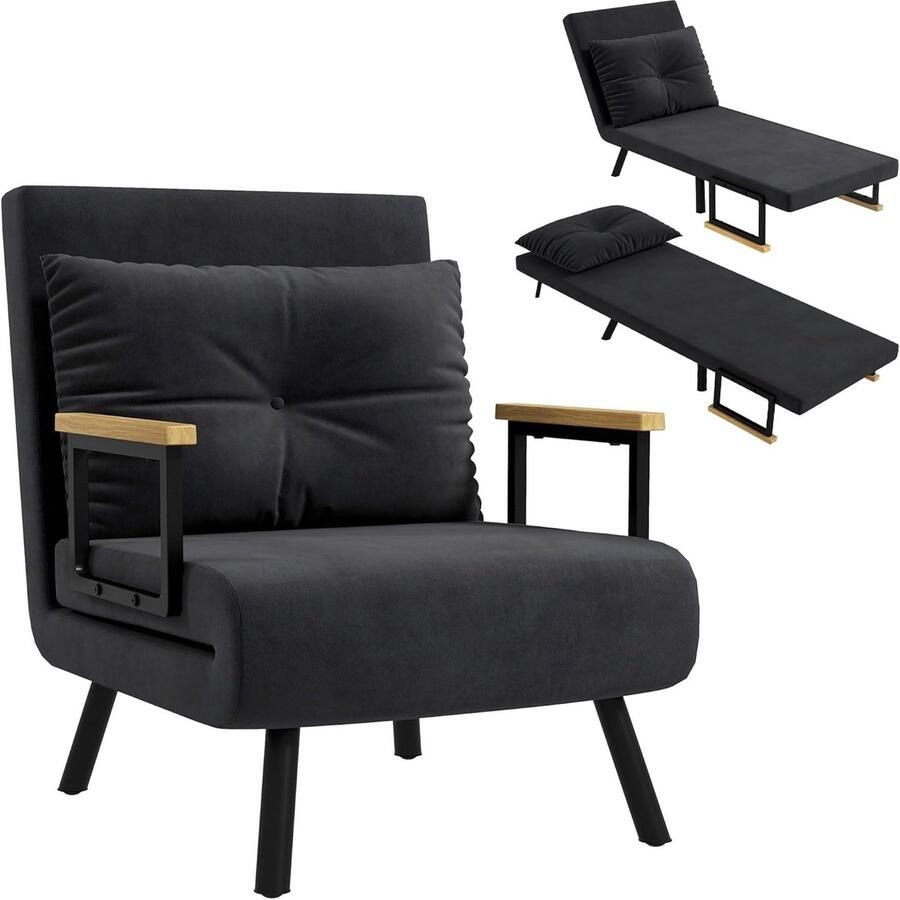 Verwarmde 4-in-1 Fauteuil met Verstelbare Rugleuning en Inclusief Kussen Compacte Slaapbank voor Woonkamer