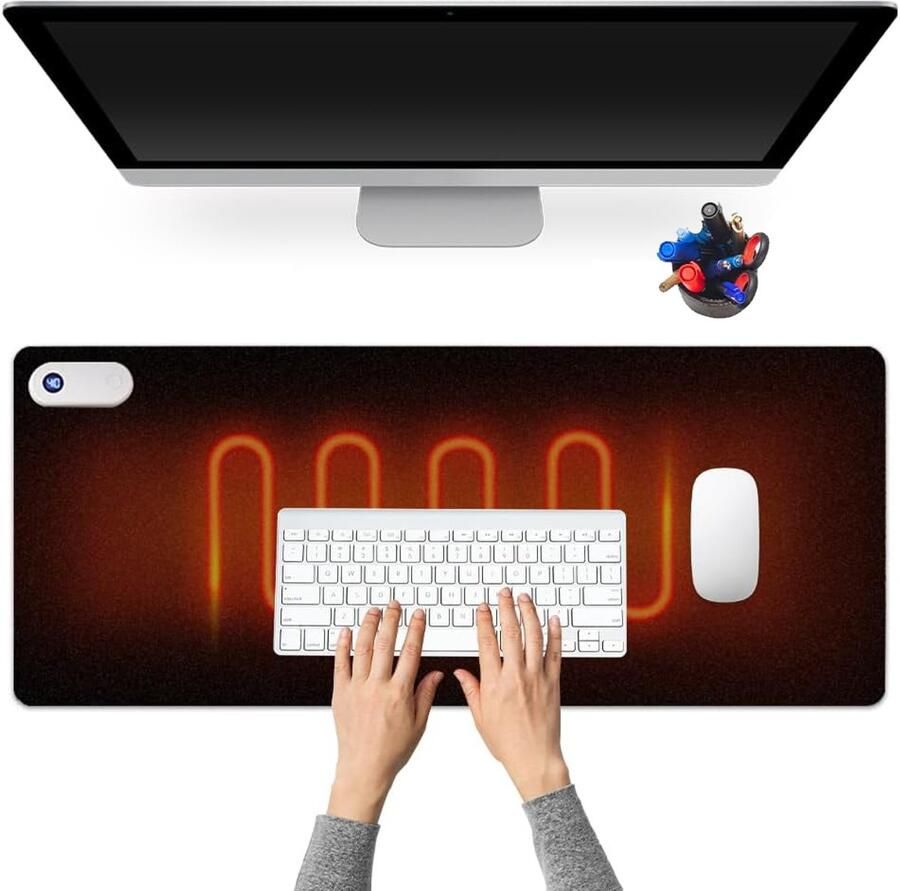 Verwarmde muismat-Verwarmde bureau onderlegger-verwarmde muismat voor koude handen-Waterdichte verwarmde bureau-Met 3 temperatuurstanden en automatische uitschakeling na 3 uur Waterdicht PU-leer 80 x 33 cm 30-50°C Geschikt voor thuis kantoor