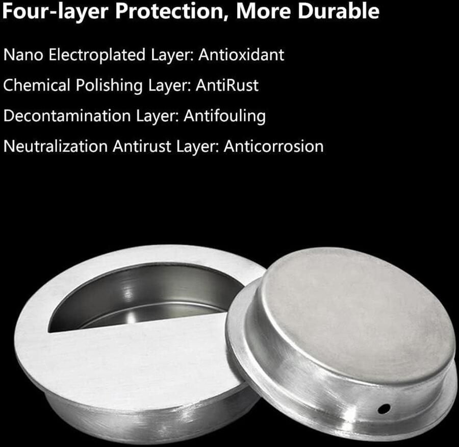 Verzonken deurgrepen voor kasten en laden Set van 2 roestvrij staal Zilver ronde schuifkast handgrepen 90mm diameter. Gemakkelijk te installeren