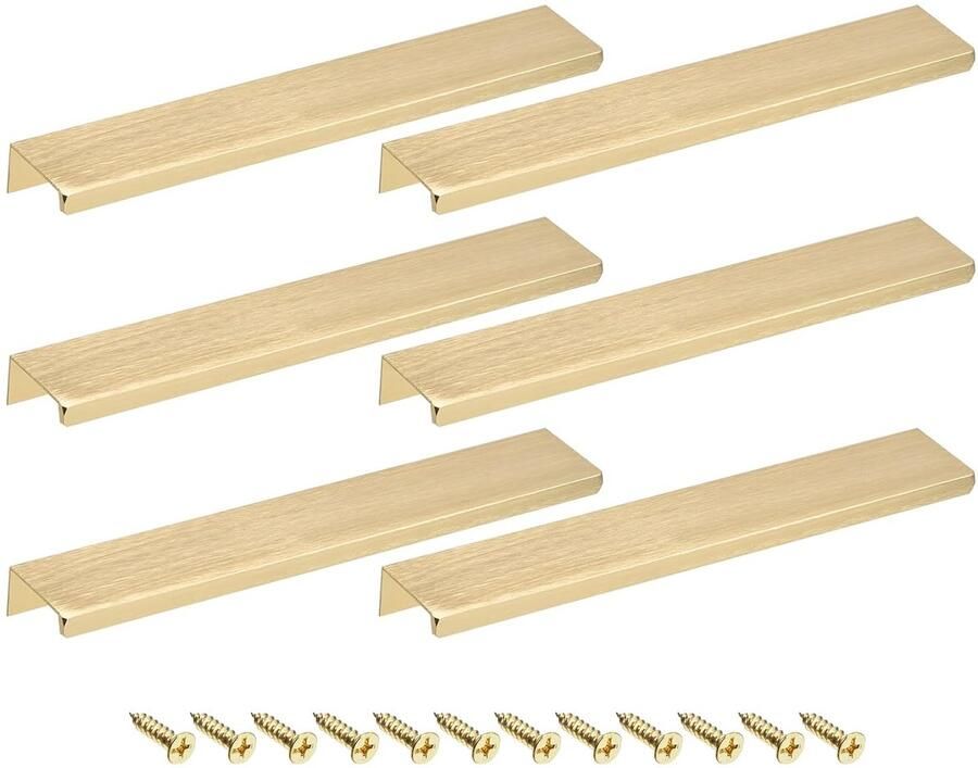 Verzonken handgrepen aluminiumlegering goud set van 10