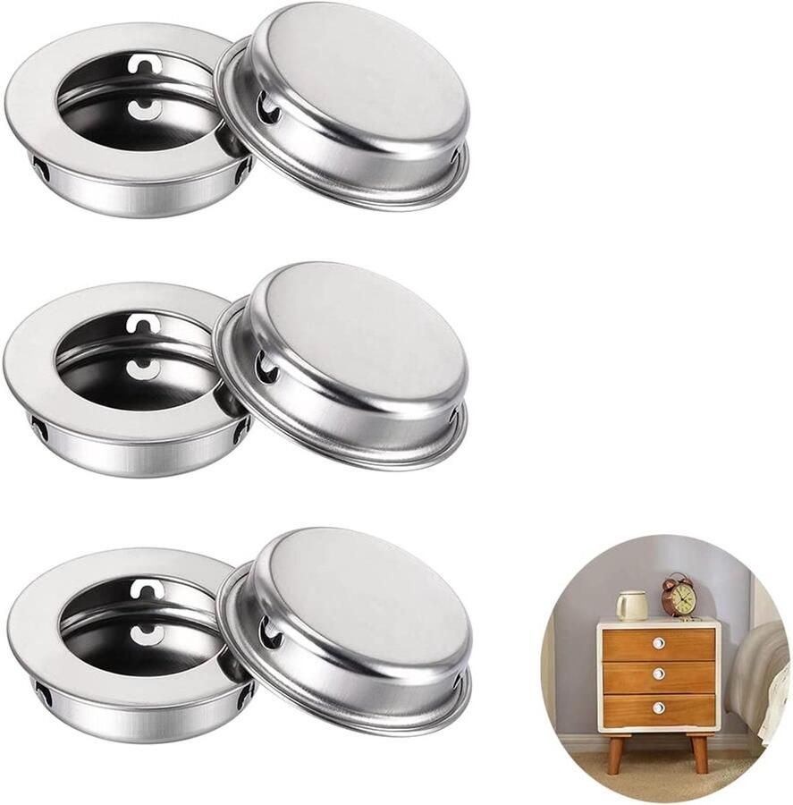 Verzonken ronde handgrepen ruimtebesparend 6 stuks