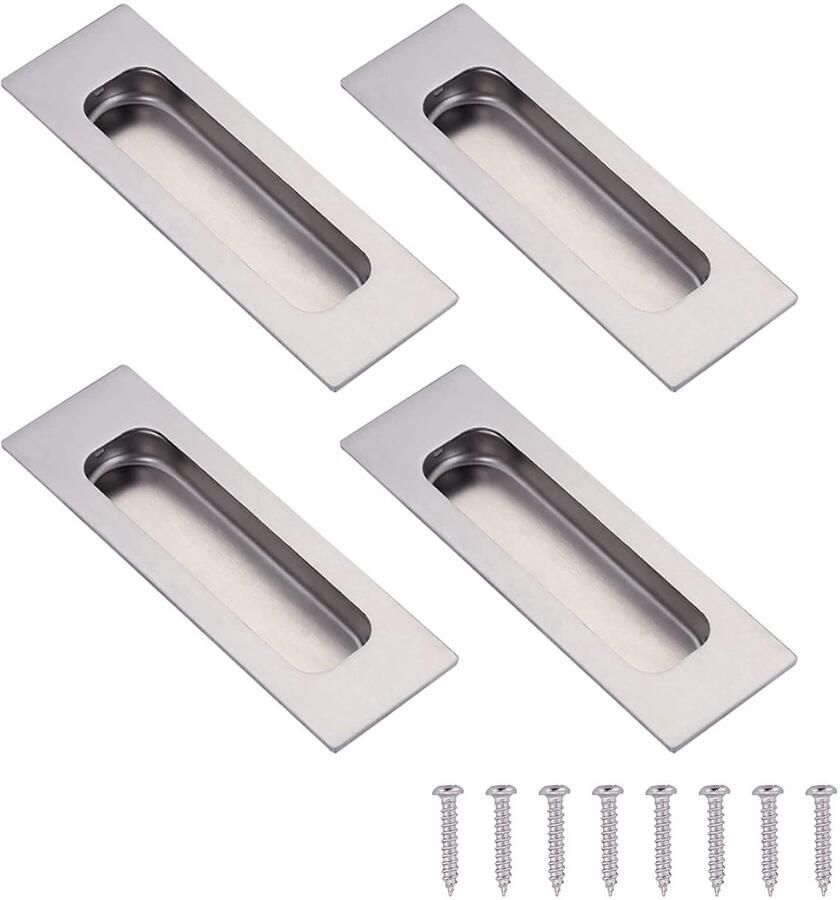Verzonken schuifdeurgrepen roestvrij staal 4 stuks