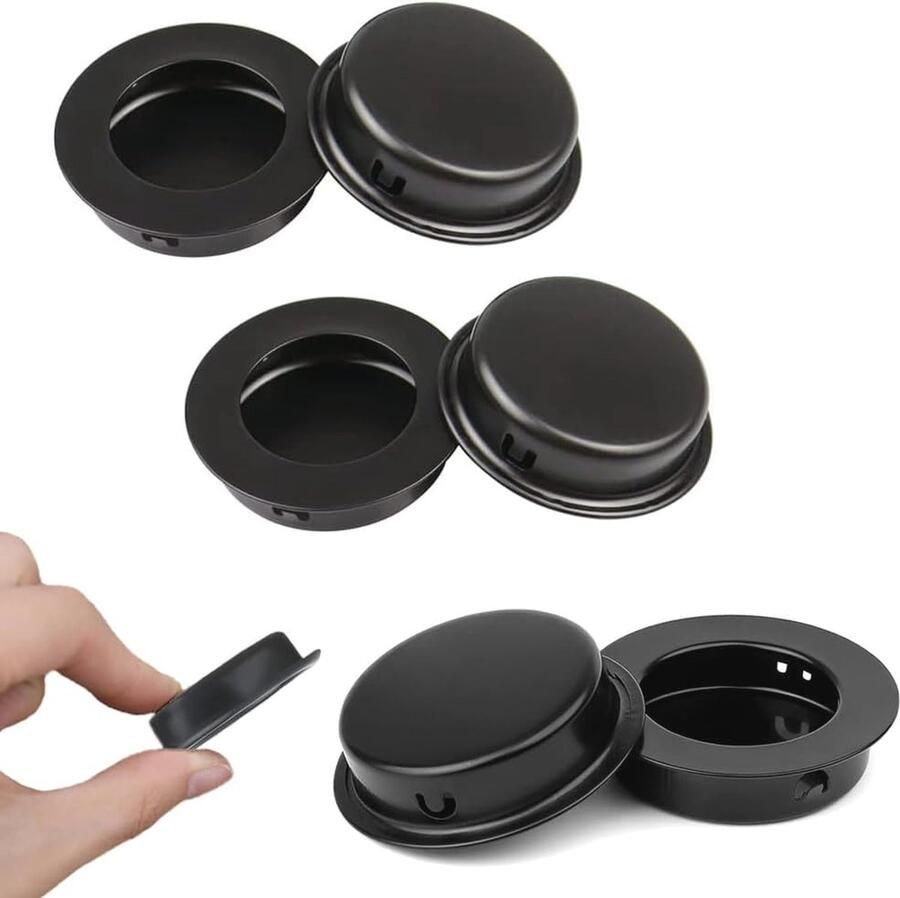 Verzonken Trekhandgrepen Set van 6 Ronde Zwarte Handgrepen voor Meubels en Kasten - Foto 2