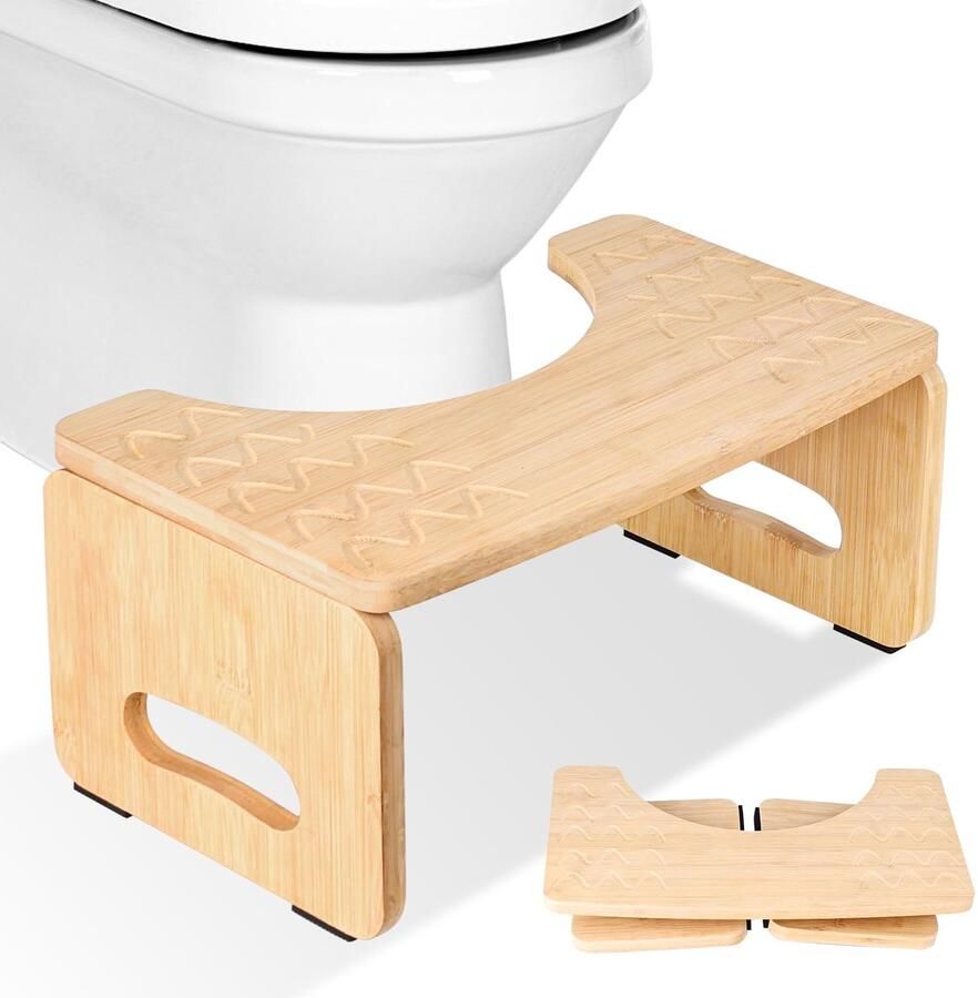 VHUTOU Bamboe Toiletkruk 18 5 cm Toiletkruk voor Volwassenen Opvouwbare Toiletkruk Draagbare Toiletkruk voor Volwassenen Kinderen Anti-Constipatie