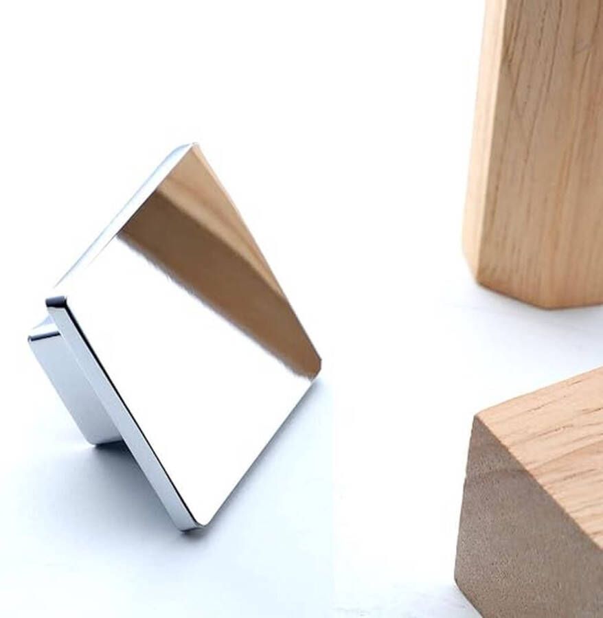 VIBORG 616A-5 Keukenknoppen en ladeknop moderne vierkante deurknop zinklegering meubelgreep knop voor kast gepolijste verchroomde afwerking 5-delige set