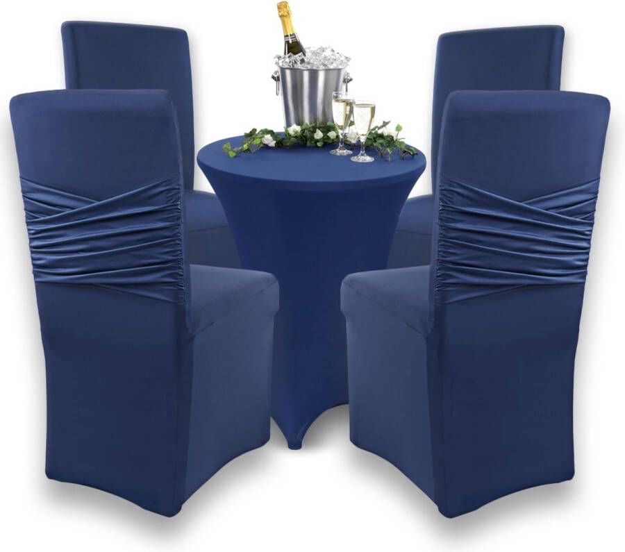 Victoria Stretch-stoelhoes ronde en hoekige rugleuningen bi-elastische pasvorm met zegel van Öko-Tex-standaard 100 getest en betrouwbaar (blauw)