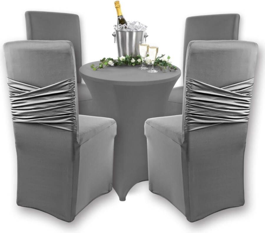 Victoria Stretch-stoelhoes ronde en hoekige rugleuningen bi-elastische pasvorm met zegel van Öko-Tex-standaard 100 getest en betrouwbaar (antraciet)