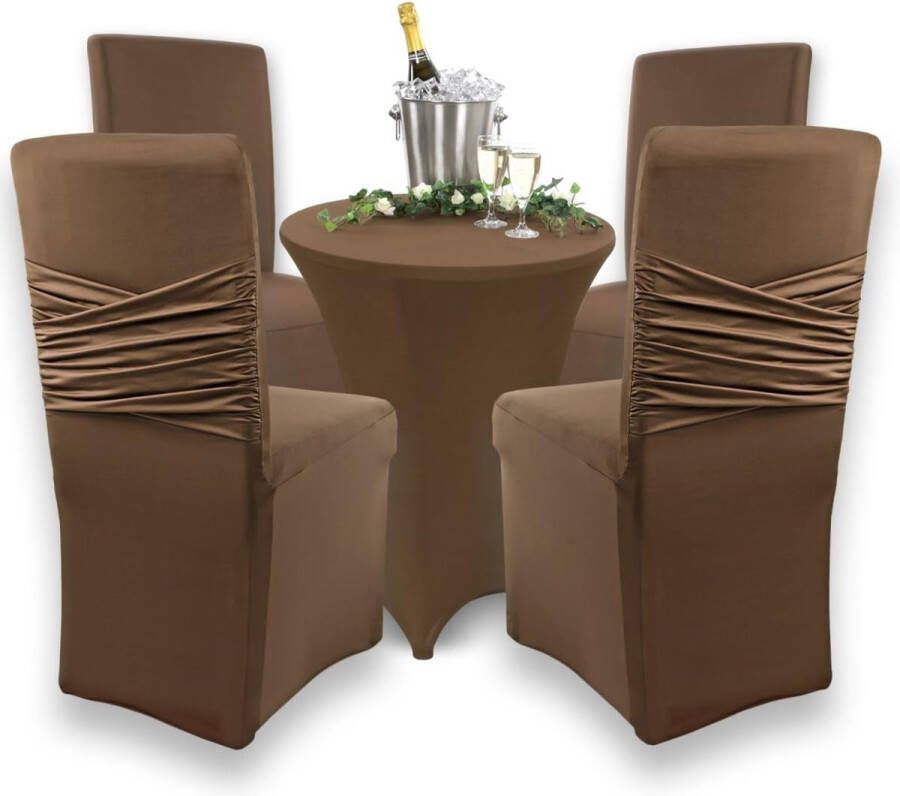 Victoria Stretch-stoelhoes ronde en hoekige rugleuningen bi-elastische pasvorm met zegel van Öko-Tex-standaard 100 getest en betrouwbaar (bruin)