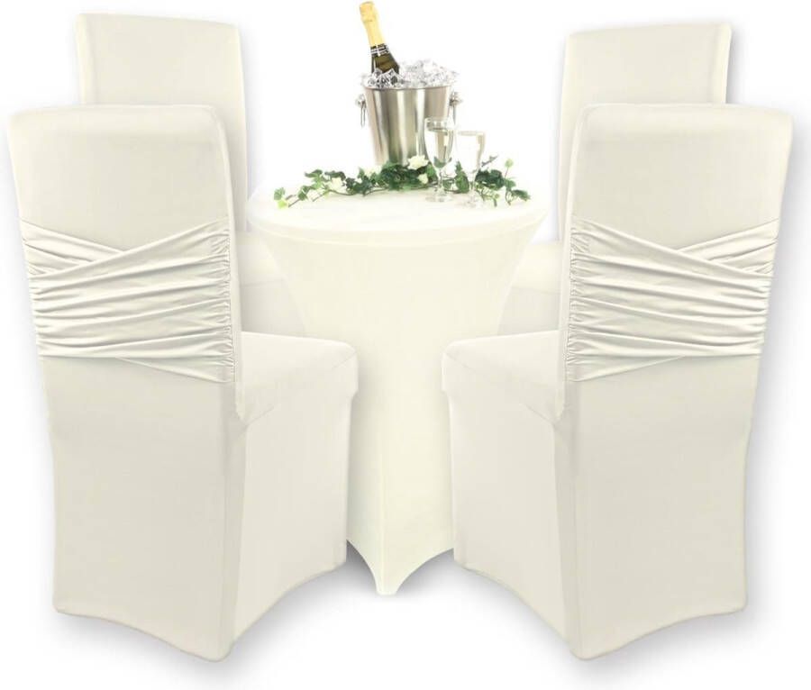 Victoria Stretch-stoelhoes ronde en hoekige rugleuningen bi-elastische pasvorm met zegel van Öko-Tex-standaard 100 getest en betrouwbaar (crème)