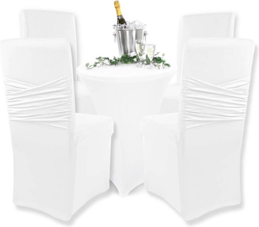 Victoria Stretch-stoelhoes ronde en hoekige rugleuningen bi-elastische pasvorm met zegel van Öko-Tex-standaard 100 getest en betrouwbaar (wit)