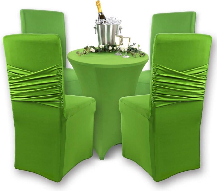 Victoria Stretchstoelhoes set van 4 ronde en hoekige stoelleuningen bi-elastische pasvorm met zegel van Öko-Tex-standaard 100 getest en betrouwbaar (groen)