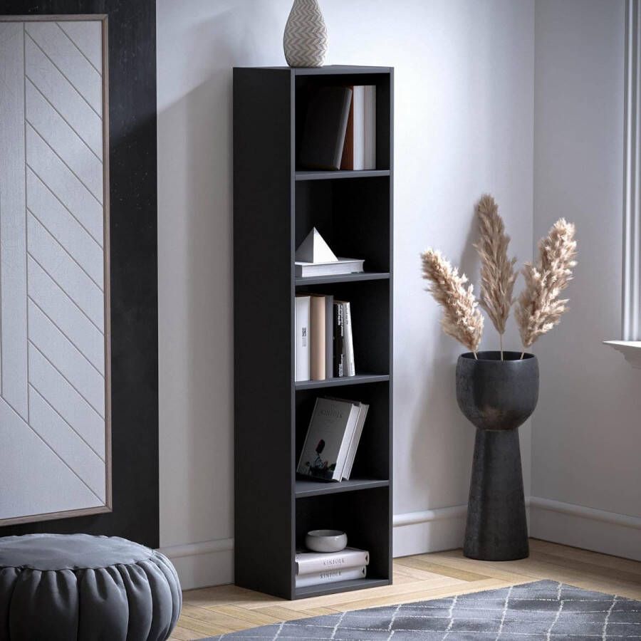 Vida Designs Oxford 5 Tier Cube Boekenkast Zwart Houten Rekken Display Opslag Unit Kantoor Woonkamer Meubels