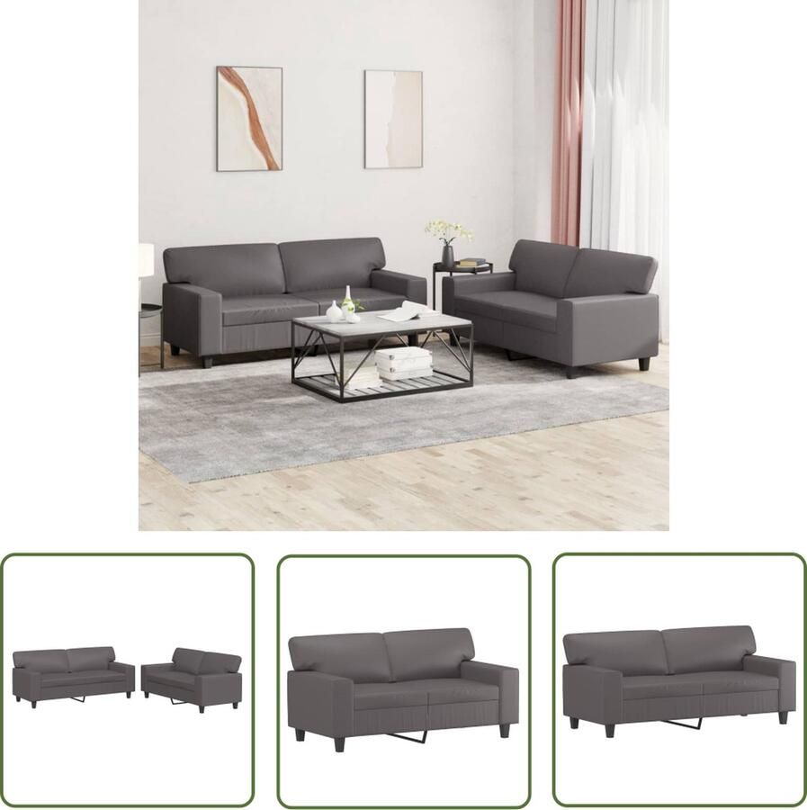 The Living Store Loungeset Kunstleer Grijs 2-zitsbank (120 cm) Duurzaam Materiaal met Comfortabele Zitervaring Loungebank 2 Persoons Bank Lederlook Bank Kunstleder Bank Grijze Bank