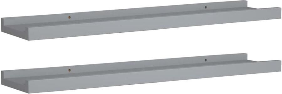 VidaXL 2x Fotoplank galerijplank wandplank voor fotolijsten grijs 60x9x3cm MDF