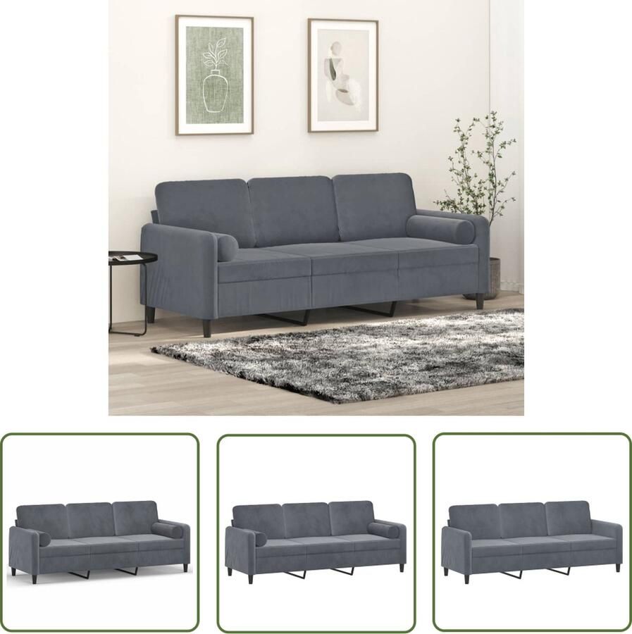 The Living Store Donkergrijze Fluweel 3-zitsbank 198 x 77 x 80 cm Stevig Frame Donker Grijze Bank 3 Persoons Bank Fluweel Bank Banks Kopen Living Room Meubilair