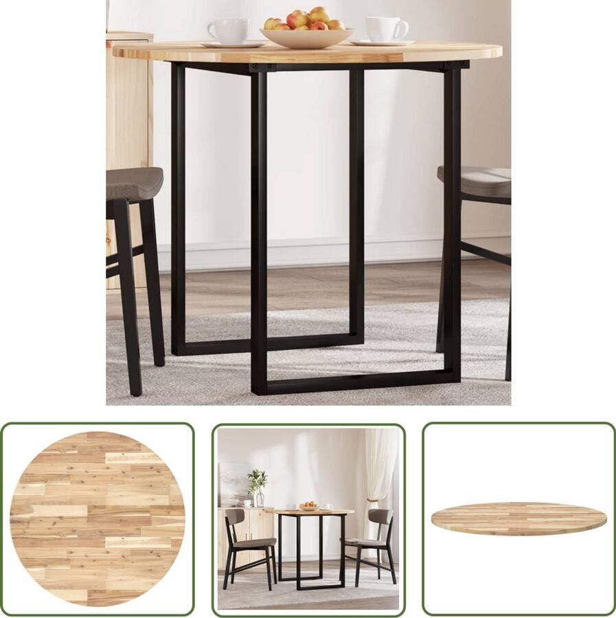 The Living Store Acaciahout Bureaublad á 90 x 2 cm Onbehandeld Bureau Blad Acacia Hout Tafelblad Rond Tafelblad Eetkamerstoel