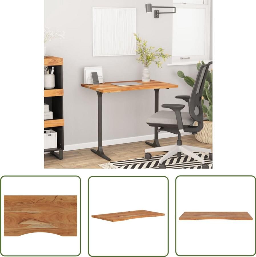 The Living Store Bureaublad rechthoekig 100x50x2 5 cm massief acaciahout Houten Bureau Blad Acacia Hout Bureau Accessoires Ergonomische Werkomgeving Stijlvol Bureau