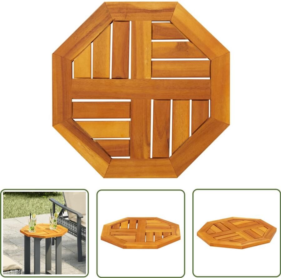 The Living Store Tafelblad achthoekig 40x40x2 cm massief acaciahout Houten Tafelblad Acacia Hout Tuinmeubilair Tafel Accessoires Buitentafel
