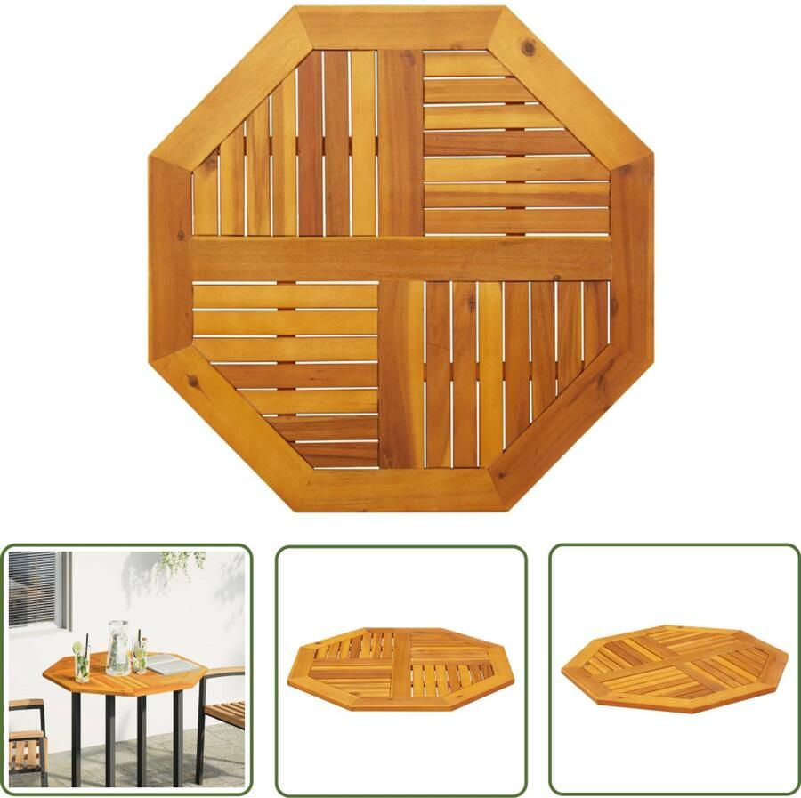 The Living Store Tafelblad achthoekig 80x80x2 2 cm massief acaciahout Houten Tafelblad Acacia Hout Tuin Tafel Terras Tafel Buitentafel