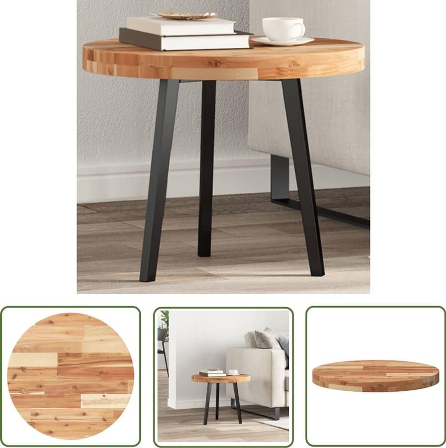 The Living Store Acaciahouten Tafelblad 50 x 4 cm Rond Snijplank Houten Tafelblad Acacia Hout Ronde Tafelblad Salontafel Eettafel
