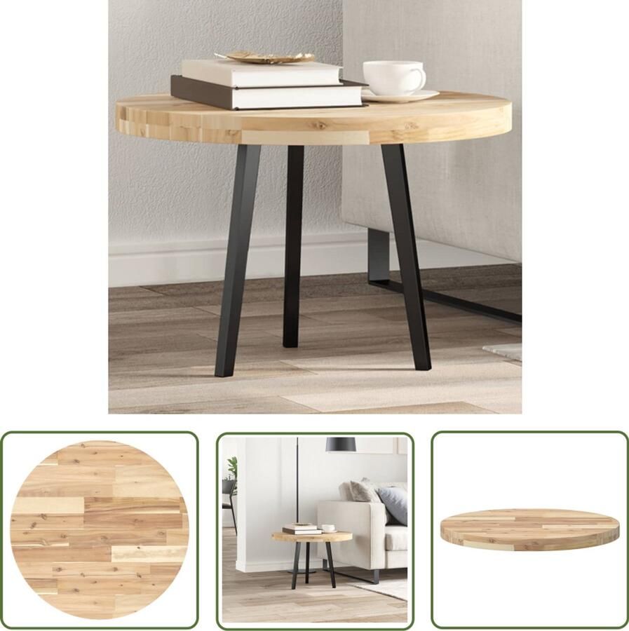 The Living Store Acaciahouten Tafelblad 60 x 4 cm Rond Onbehandeld Houten Tafelblad Acacia Hout Ronde Tafelblad Eetkamertafel Bistrotafel