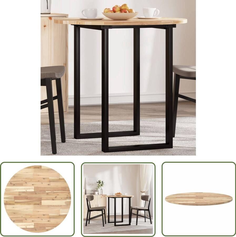 The Living Store Acaciahout Tafelblad 80 x 2 cm Rond Onbehandeld Houten Tafelblad Acacia Hout Tafelblad Rond Tafelblad Onbewerkt Eettafel Blad