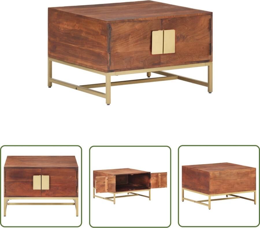 The Living Store Salontafel Rustieke Stijl Acaciahout 67 x 67 x 45 cm Honingbruin Salontafel Acacia Hout Vintage Meubilair Landelijk Interieur Rustieke Stijl - Foto 2
