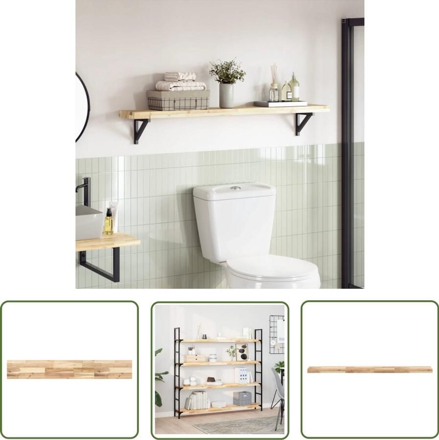 The Living Store Acaciahouten Tafelblad 120 x 20 x 4 cm Onbehandeld massief hout Tafelblad Acacia Hout Rechte Tafel Eetkamertafel Salontafel