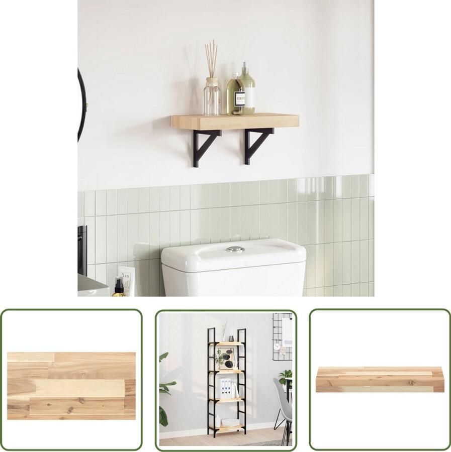 The Living Store Acaciahouten Tafelblad 60 x 20 x 4 cm Onbehandeld massief acaciahout Tafelblad Acacia Hout Eetkamertafel Salontafel Vintage Tafel