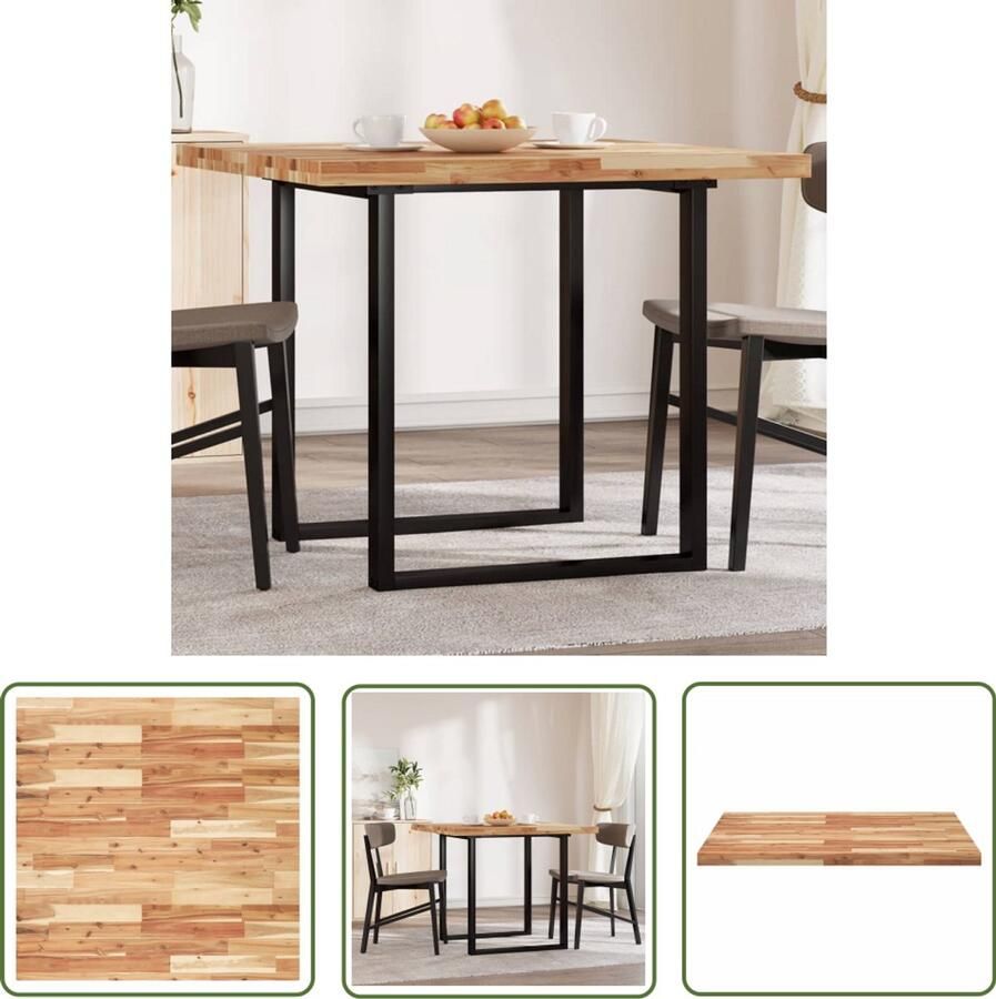 The Living Store Tafelblad vierkant 90x90x4 cm massief acaciahout Tafeltblad Acacia Hout Tafelblad Vierkant Eetkamertafel Bureauschaal